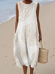 Maelle | Robe Longue Sans Manches à Motif Texturé