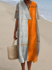 Élina | Robe Géométrique Rayée