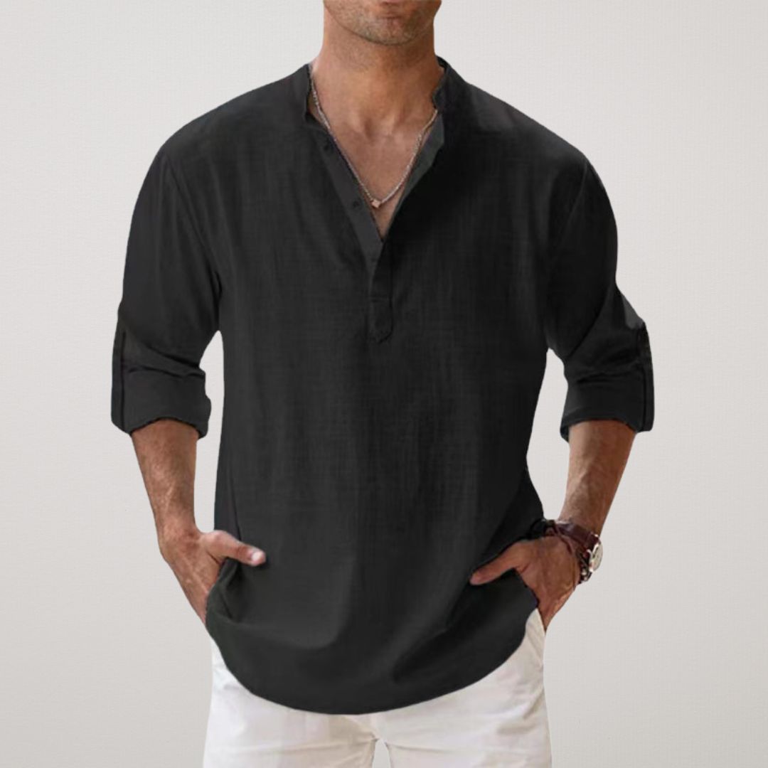 Luméa™ | Chemise Henley en coton effet lin