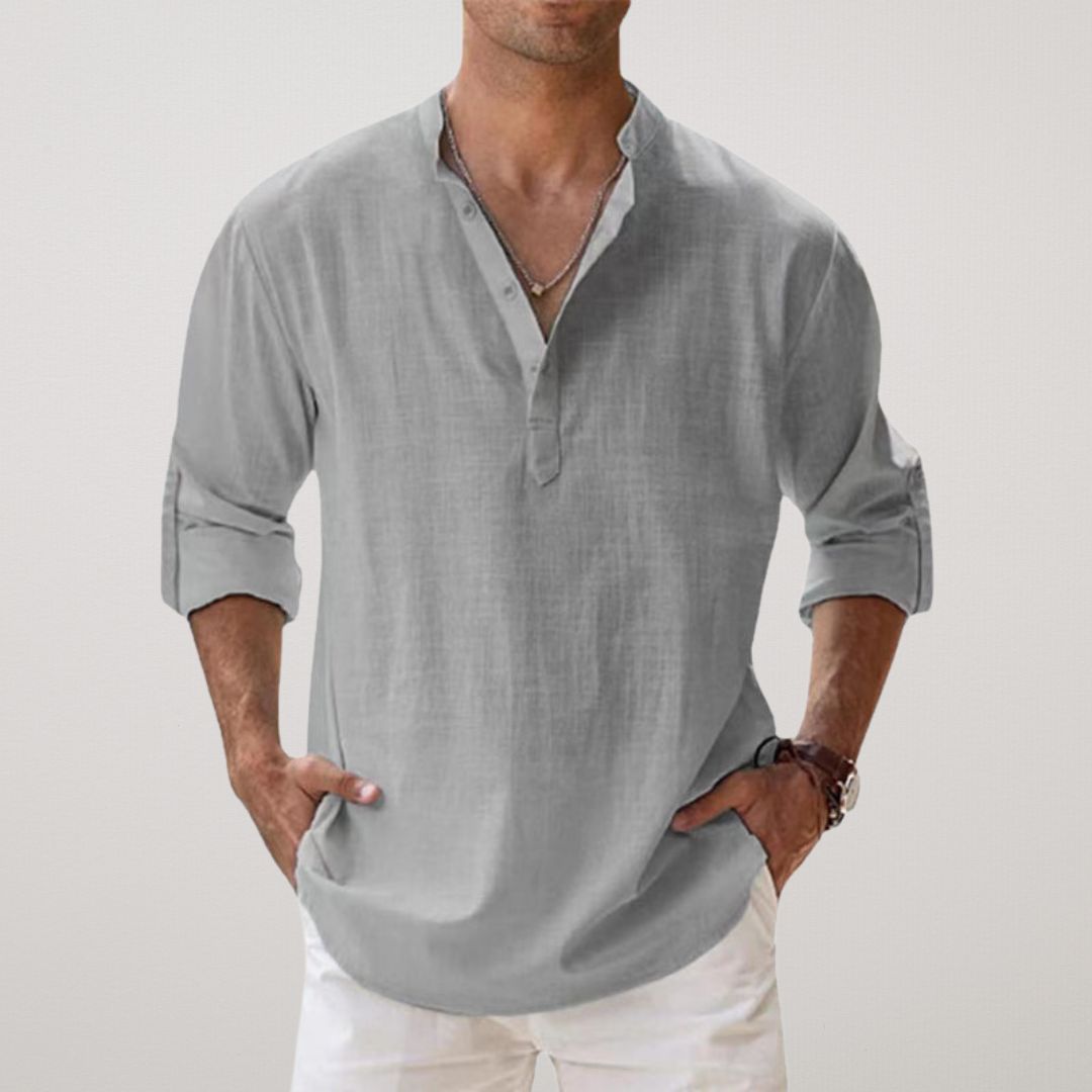 Luméa™ | Chemise Henley en coton effet lin