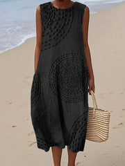 Maelle | Robe Longue Sans Manches à Motif Texturé
