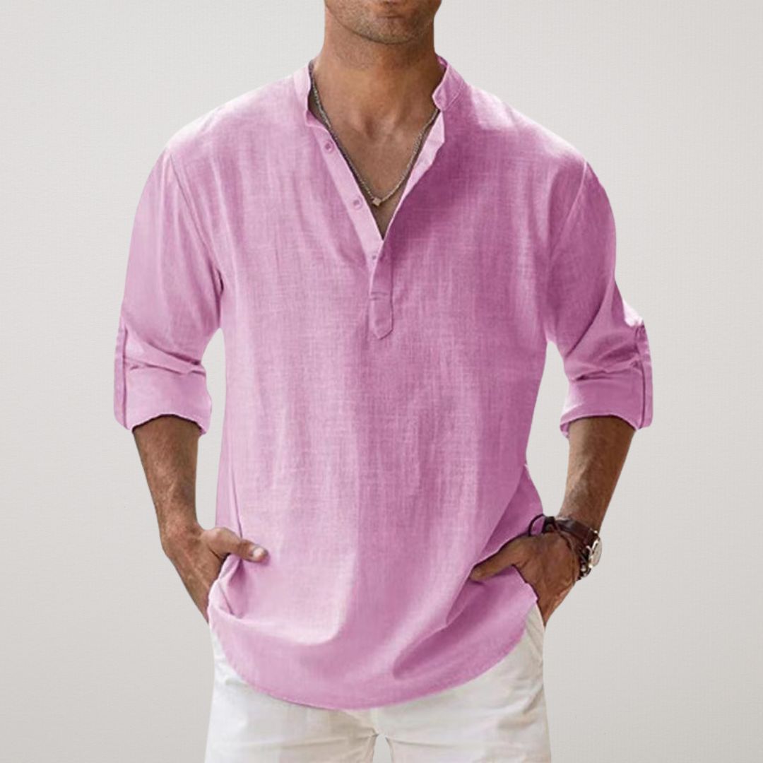 Luméa™ | Chemise Henley en coton effet lin