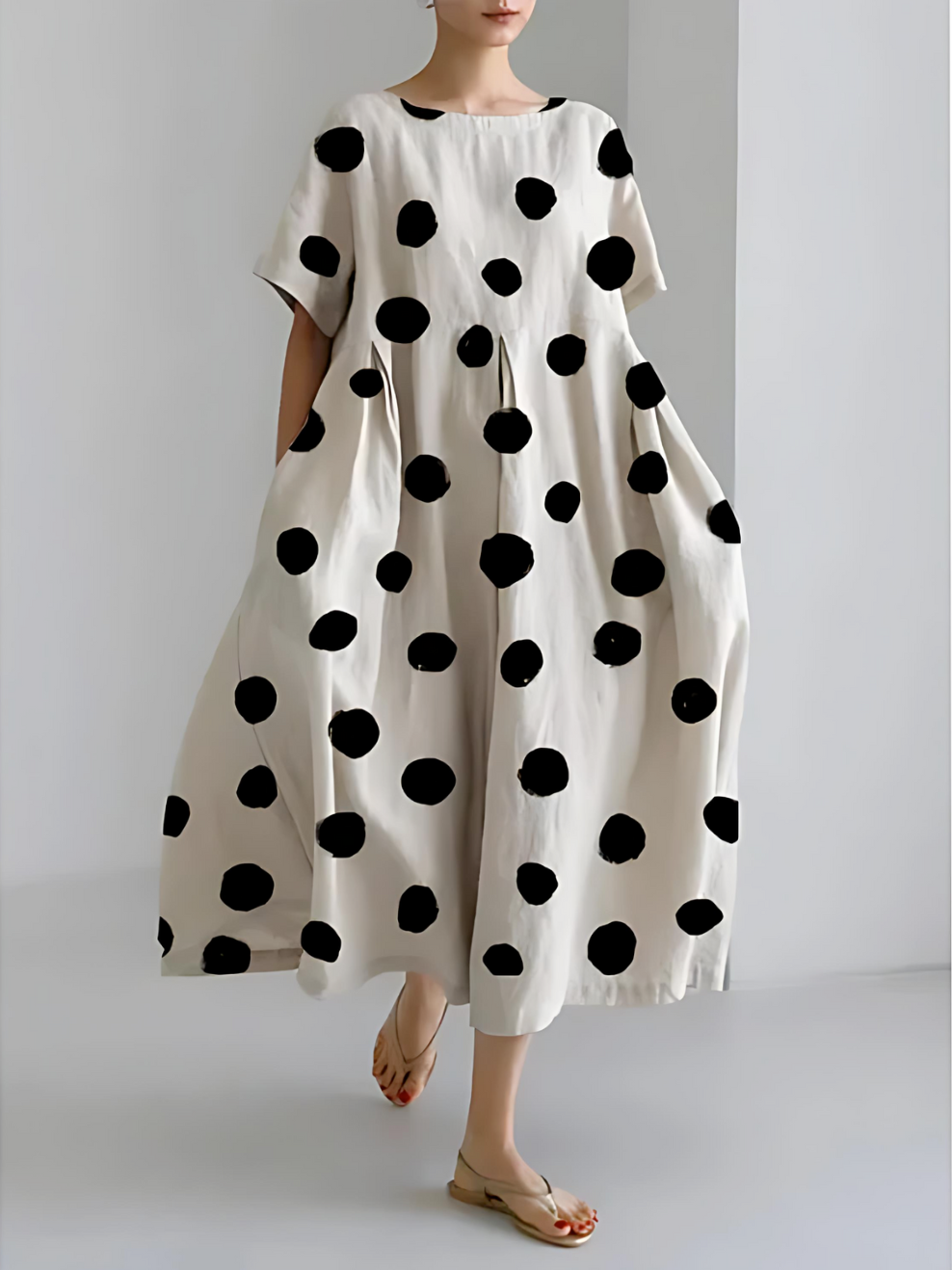 Luméa™ | Robe VALENTINA longue décontractée à pois fluide été