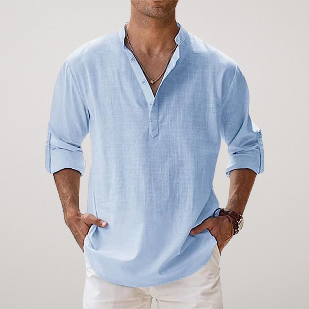 Luméa™ | Chemise Henley en coton effet lin