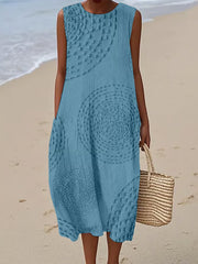 Maelle | Robe Longue Sans Manches à Motif Texturé