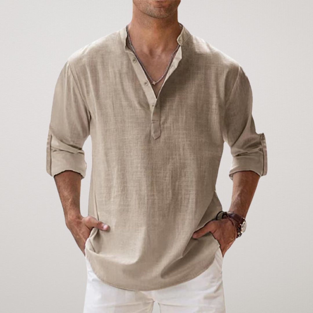 Luméa™ | Chemise Henley en coton effet lin