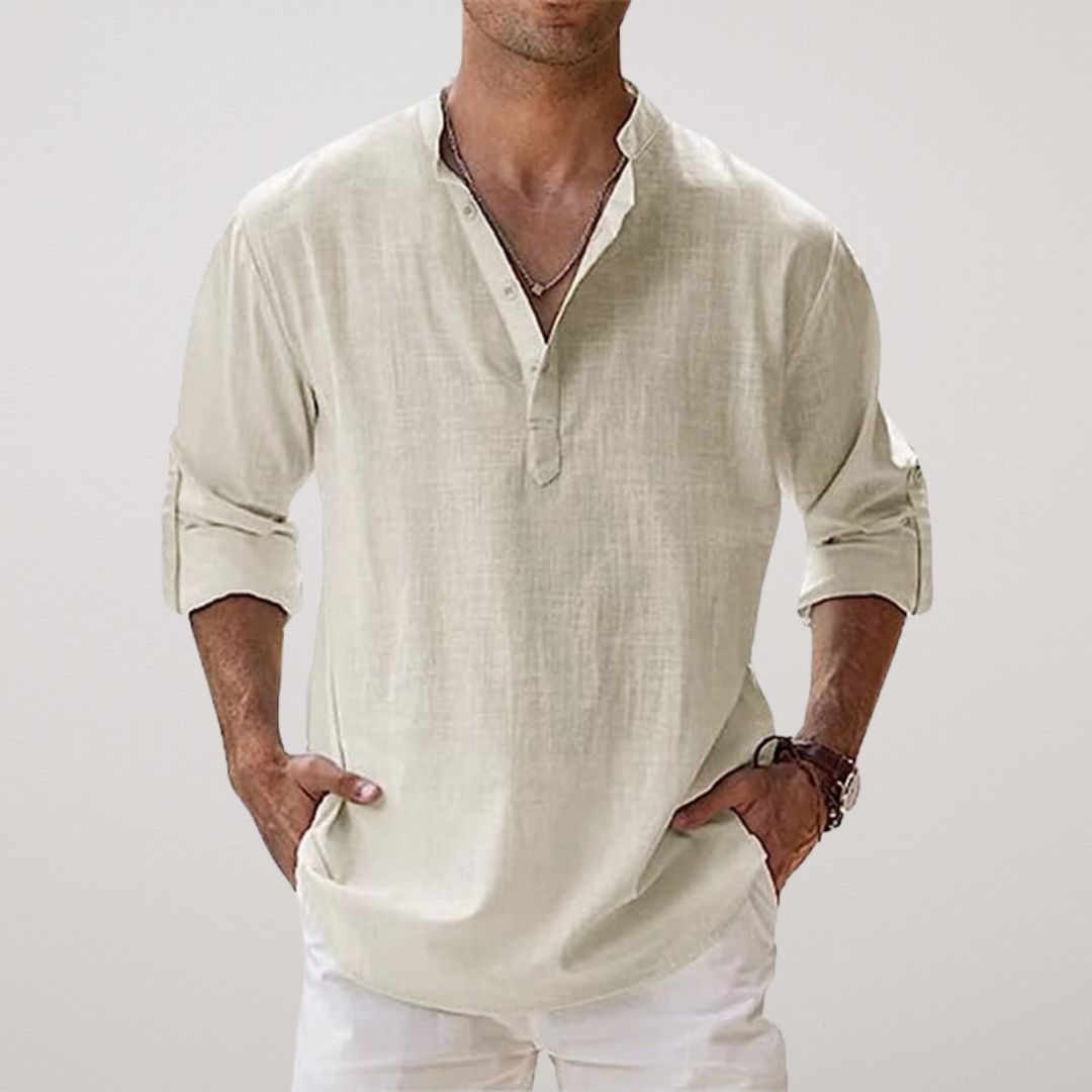 Luméa™ | Chemise Henley en coton effet lin