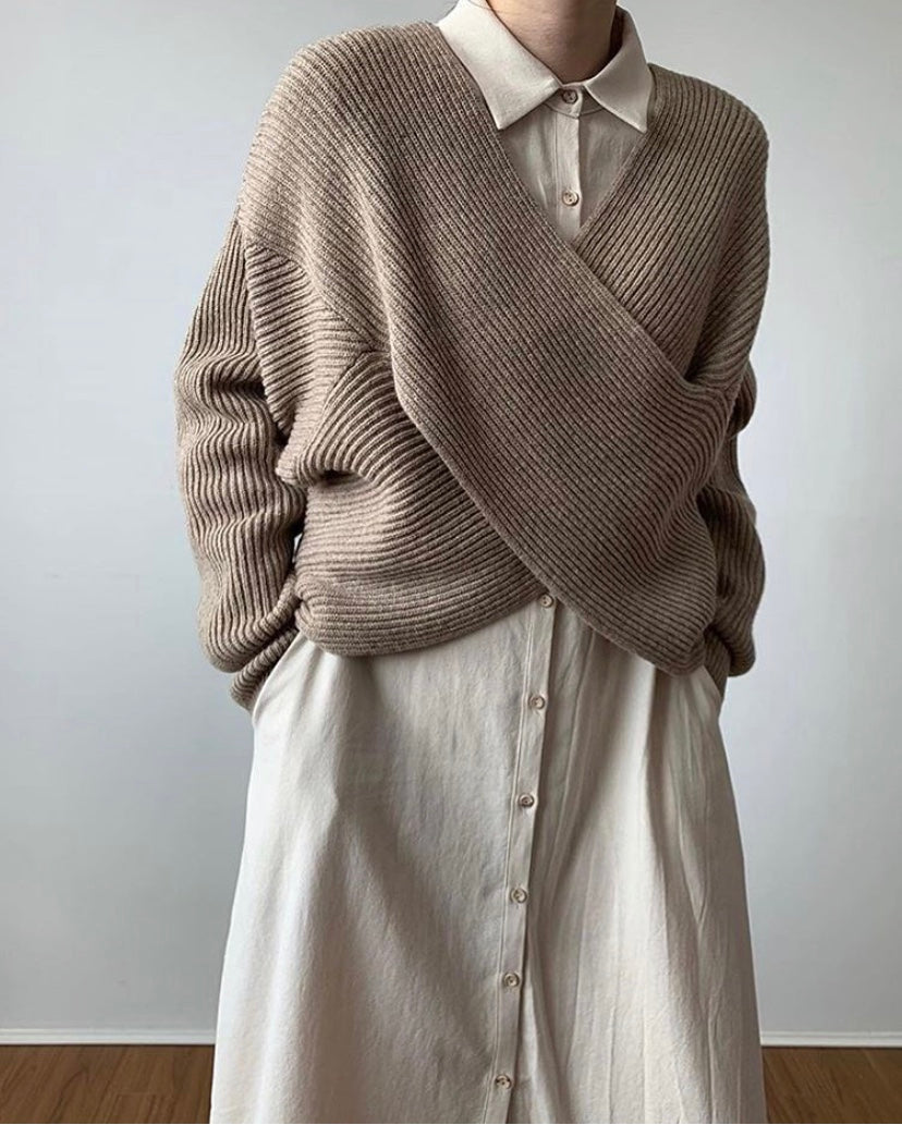 Luméa™ | Pull croisé en maille élégante