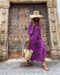 Maya | Robe longue violette à imprimé floral