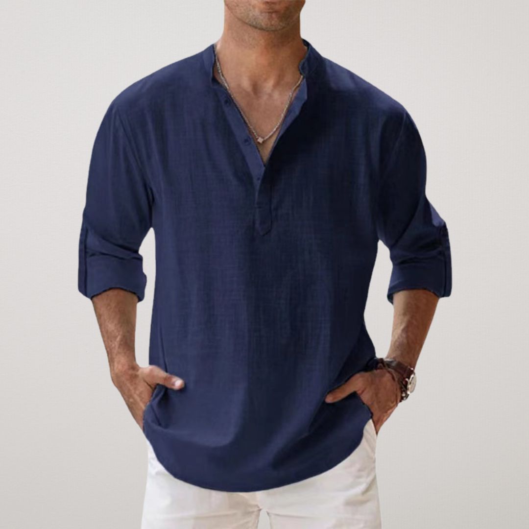 Luméa™ | Chemise Henley en coton effet lin