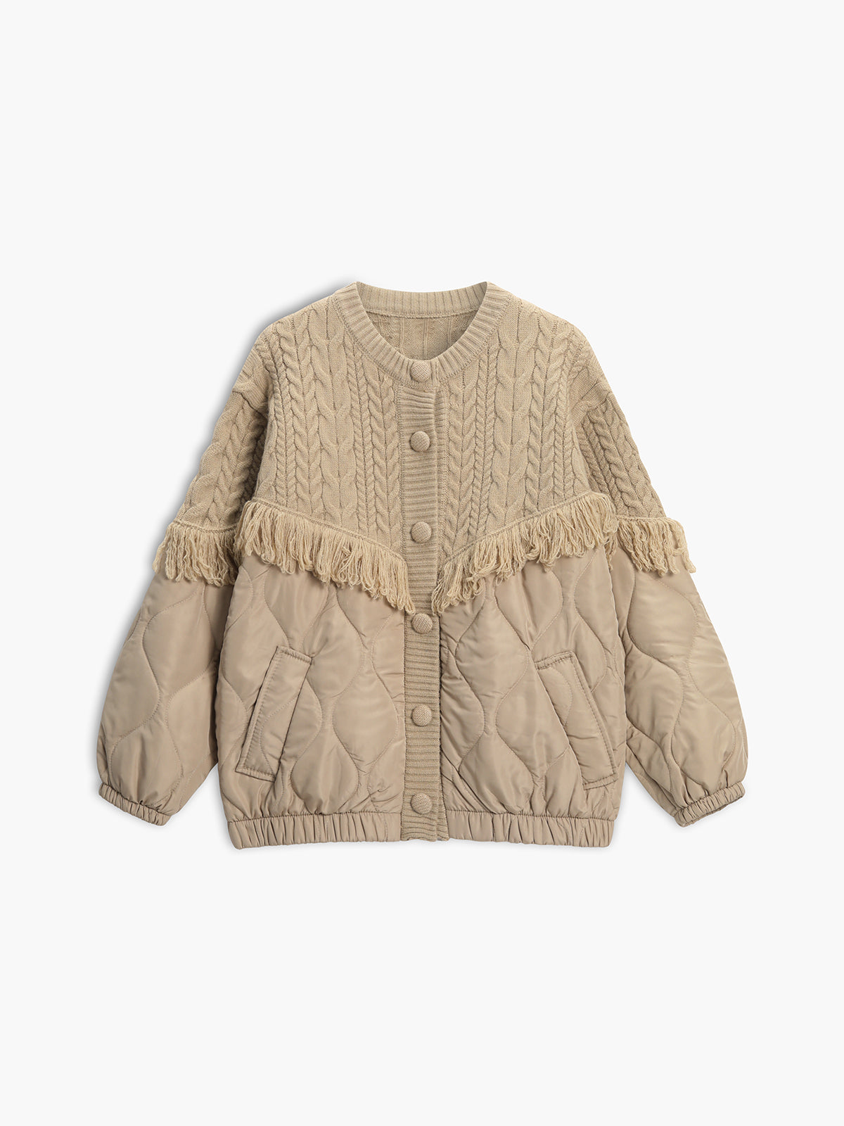 Luméa™ | Veste matelassée en tricot torsadé patchwork