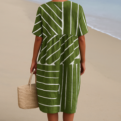 Yana | Robe verte à motif géométrique