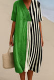 Iris | Robe vert vif à rayures noires