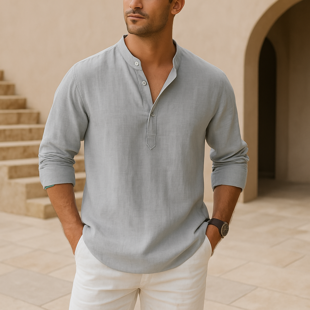 Luméa™ | Chemise Henley en coton effet lin