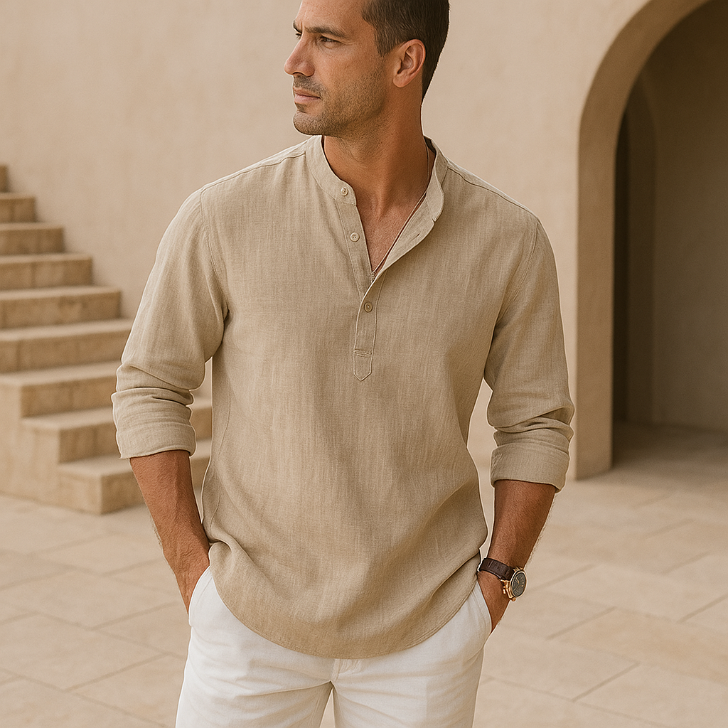 Luméa™ | Chemise Henley en coton effet lin