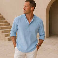 Luméa™ | Chemise Henley en coton effet lin