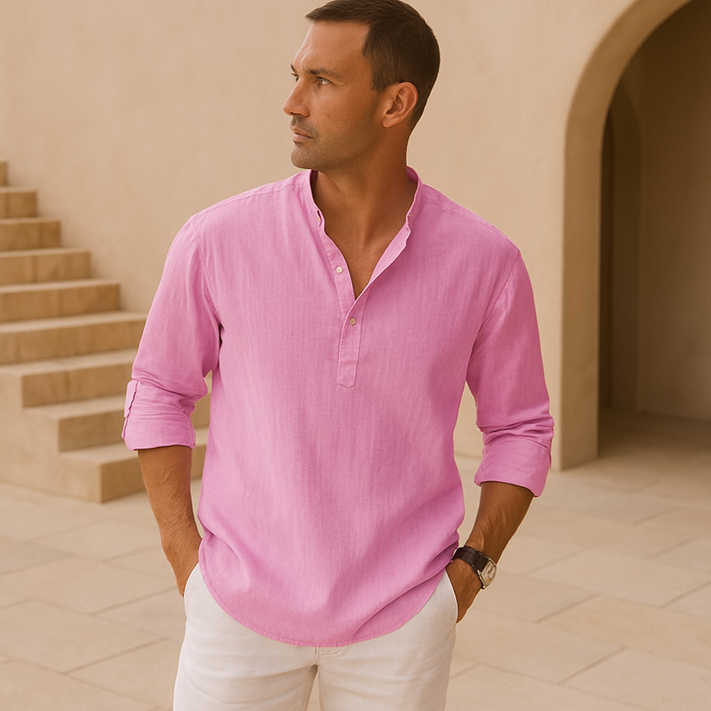 Luméa™ | Chemise Henley en coton effet lin