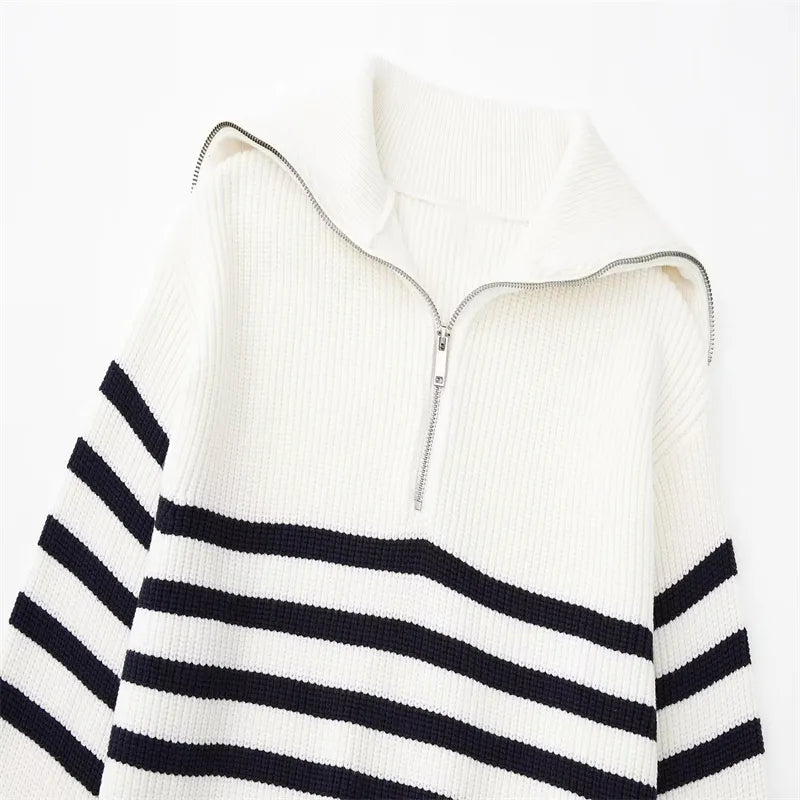 Luméa™ | Pull zippé rayé