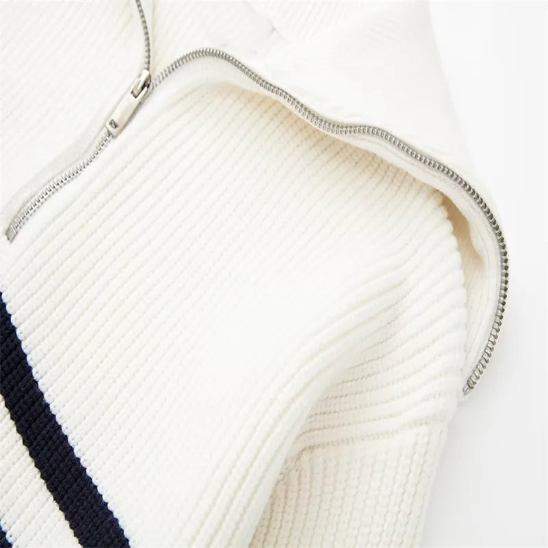 Luméa™ | Pull zippé rayé