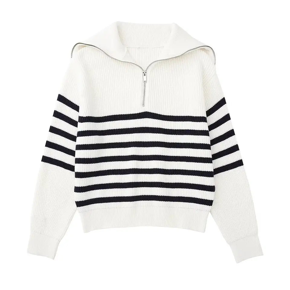 Luméa™ | Pull zippé rayé