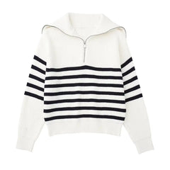 Luméa™ | Pull zippé rayé