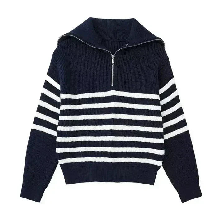 Luméa™ | Pull zippé rayé