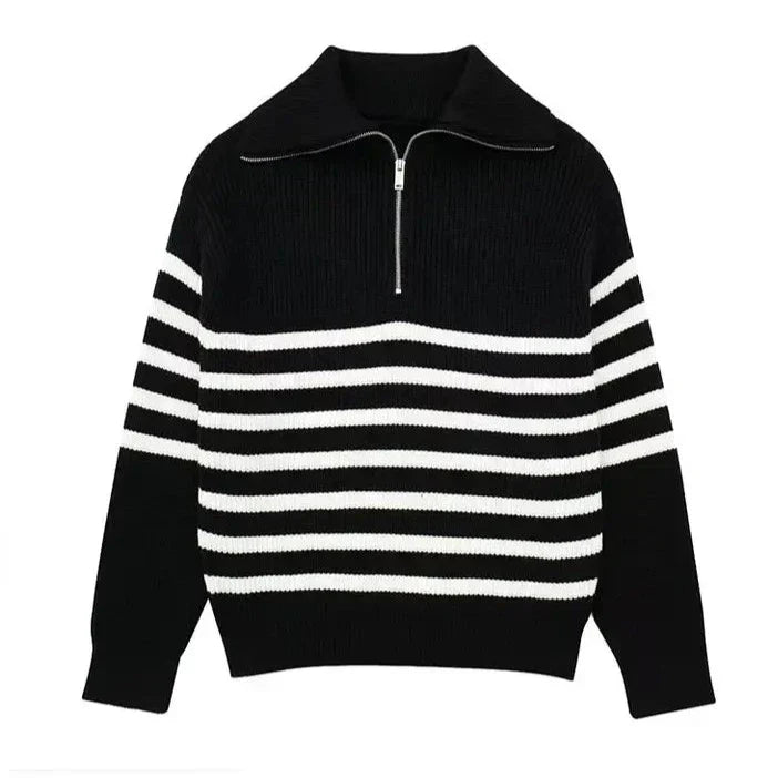 Luméa™ | Pull zippé rayé