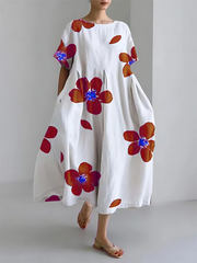 Luméa™ | Robe CATERINA longue été fleurs vives confort doux