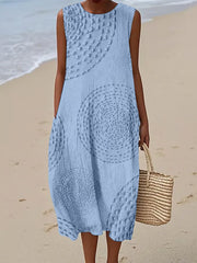 Maelle | Robe Longue Sans Manches à Motif Texturé