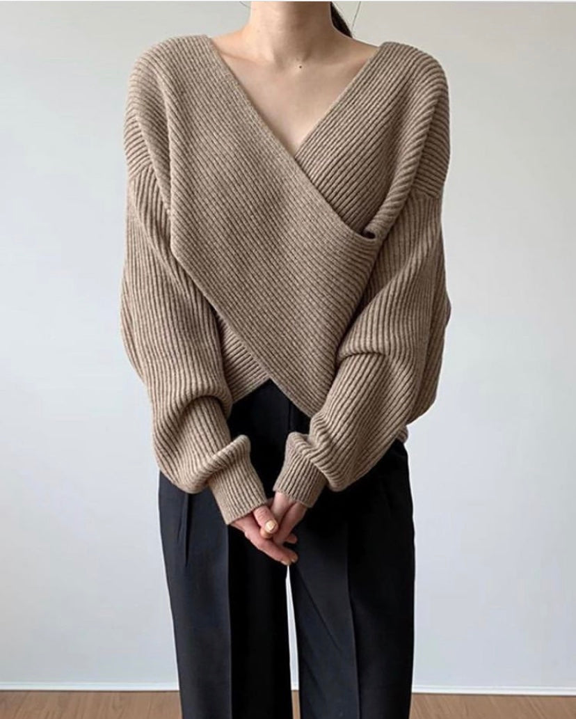 Luméa™ | Pull en tricot croisé chic
