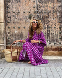 Maya | Robe longue violette à imprimé floral