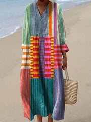 Inaya | Robe Longue Patchwork Multicolore
